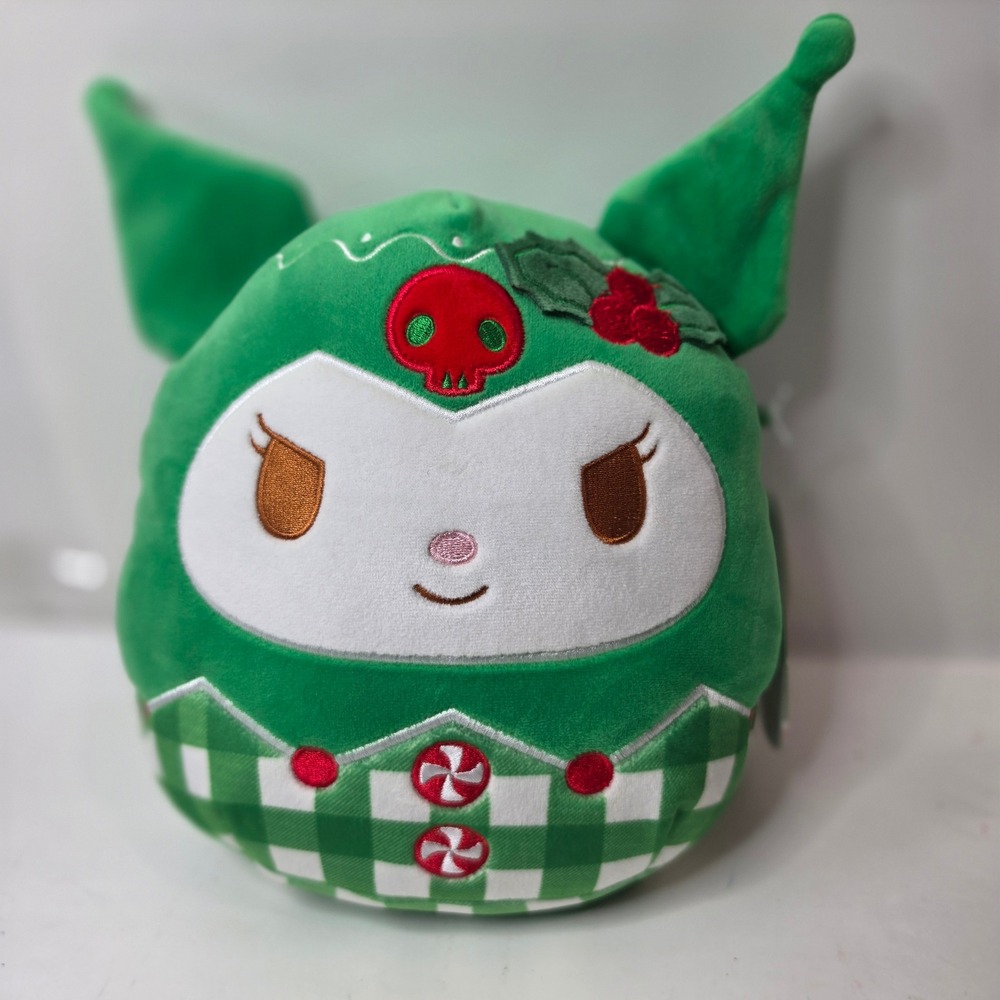 Squishmallows Sanrio 8 inch Kuromi Christmas Green Gingham Holiday Plush